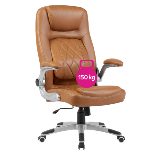Kancelářské křeslo, hnědá ekokůže/stříbrná, nosnost 150 kg, GREKO Kancelářské křeslo, hnědá ekokůže/stříbrná, nosnost 150 kg, GREKO
