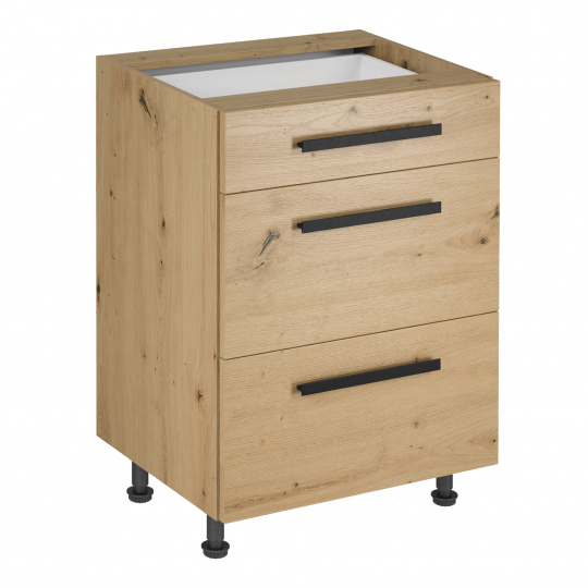 Spodní skříňka, dub artisan, s úchytkami, LANGEN D60S3 U