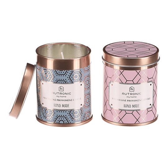 Svíčka aromatická - kovová dóza s víkem, mix 2 druhů, cena za 1 ks Svíčka aromatická - kovová dóza s víkem, mix 2 druhů, cena za 1 ks