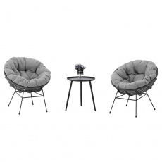 Zahradní set, tmavě šedá / šedá / černá, GAURI Zahradní set, tmavě šedá / šedá / černá, GAURI