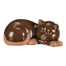 Kočka - keramická figurka, ležící, vel. M, tmavě hnědá Kočka - keramická figurka, ležící, vel. M, tmavě hnědá