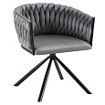 Otočné jídelní křeslo, šedá Velvet látka/černá, ZALA