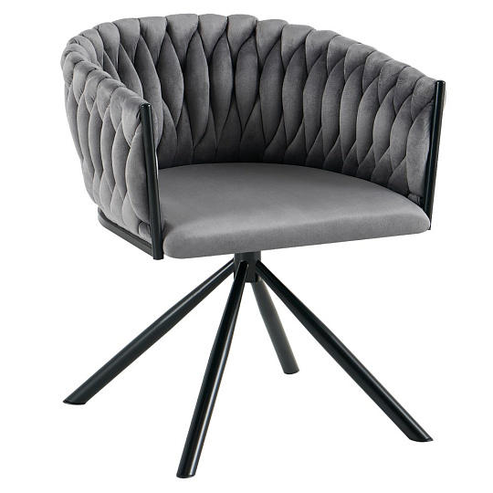 Otočné jídelní křeslo, šedá Velvet látka/černá, ZALA