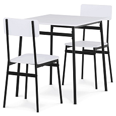 Jídelní set s 2 židlemi, 70x70x76cm, mdf, bílá, AUT-O2121 WT