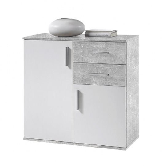Komoda, bílá/beton, POPPY 4