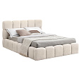 Postel s kovovým roštem a úložným prostorem, 140x200, béžová, SORELA