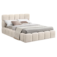 Postel s kovovým roštem a úložným prostorem, 140x200, béžová, SORELA