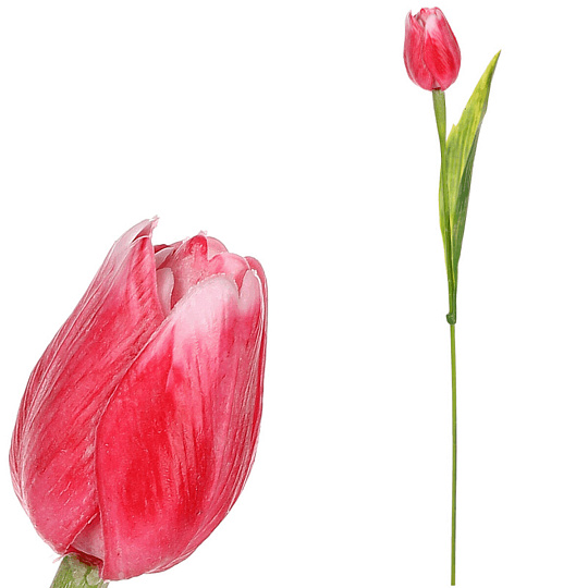 Tulipán plastový - řezaná květina, červeno-bílá, cena za 1 ks Tulipán plastový - řezaná květina, červeno-bílá, cena za 1 ks