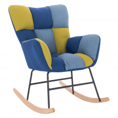 Designové houpací křeslo, patchwork modrá / zelená, KEMARO Designové houpací křeslo, patchwork modrá / zelená, KEMARO
