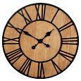 Hodiny nástěnné - pr. 60 cm, kov a MDF s jasanovou dýhou