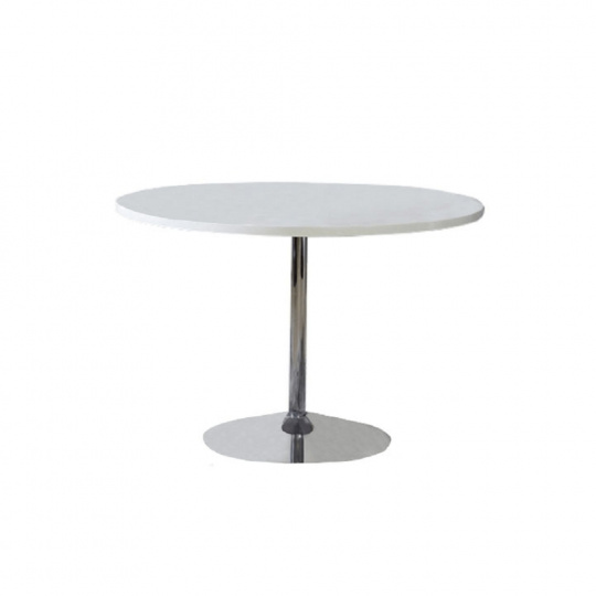 Jídelní stůl, bílá, extra vysoký lesk, průměr 100 cm, PAULIN