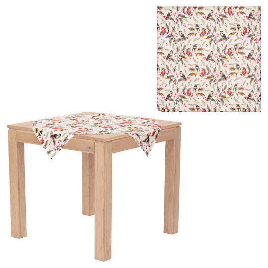 Ubrus s vánočním motivem - ptáčkové, 80x80 cm,100 % polyester. Ubrus s vánočním motivem - ptáčkové, 80x80 cm,100 % polyester.