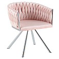 Otočné jídelní křeslo, pudrově růžová Velvet látka/chrom, HELIN