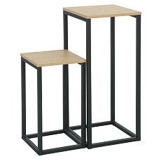 Příruční stolky, set 2 ks, dub/černá, TOLSOS