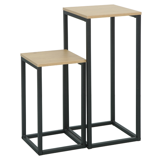 Příruční stolky, set 2 ks, dub/černá, TOLSOS