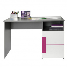 PC stůl, šedá / bílá / fialová, LOBETE 21 PC stůl, šedá / bílá / fialová, LOBETE 21