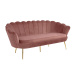 Luxusní pohovka, 3-sed, růžová Velvet látka/chrom zlatý, styl Art-deco, NOBLIN NEW