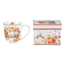 Hrnek porcelánový - 440 ml, dárkové balení, vůz plný dýní Hrnek porcelánový - 440 ml, dárkové balení, vůz plný dýní