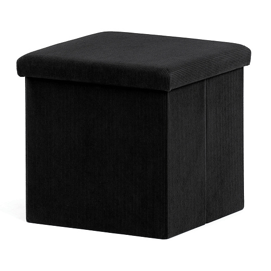 Taburet s úložným prostorem, černá, manšestrová látka, TAB-471 BK6