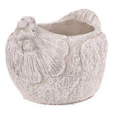 Obal na květiny - beton, slepička, vel. L, šedo-bílý Obal na květiny - beton, slepička, vel. L, šedo-bílý