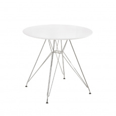 Jídelní stůl, chrom / MDF, bílá extra vysoký lesk HG, průměr 80 cm, RONDY Jídelní stůl, chrom / MDF, bílá extra vysoký lesk HG, průměr 80 cm, RONDY