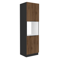 Vysoká skříňka na vestavnou troubu, černá/ořech okapi, MENZO 60 DP-210 2F Vysoká skříňka na vestavnou troubu, černá/ořech okapi, MENZO 60 DP-210 2F
