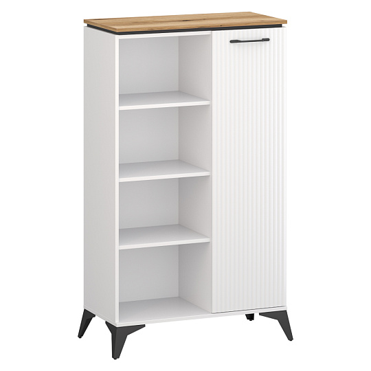 Nízký regál, bílá/dub evoke, VELIS 1D