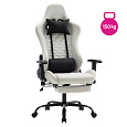 Kancelářské/herní křeslo, bílá/černá, nosnost 150 kg, PAPIBAS