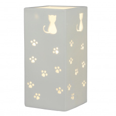 Keramická stolní lampa, bílá / vzor kočky, BELLE TYP 2 Keramická stolní lampa, bílá / vzor kočky, BELLE TYP 2