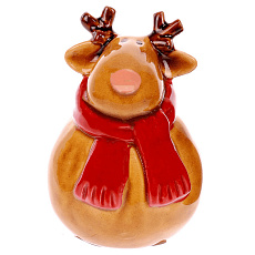 Sob se šálou - keramická figurka, barva hnědá Sob se šálou - keramická figurka, barva hnědá