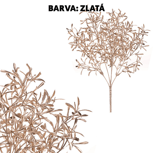Jmelí s drobnými lístky - umělá větev, barva zlatá Jmelí s drobnými lístky - umělá větev, barva zlatá