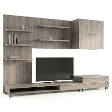 Obývací stěna 300x59x210cm, mdf, hnědá, 9HQ08