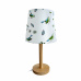 Stolní lampa, dřevo / látka vzor ptáci, QENNY TYP 7