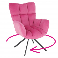 Designové otočné křeslo, růžová Velvet látka / černá, KOMODO Designové otočné křeslo, růžová Velvet látka / černá, KOMODO