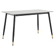 Jídelní stůl, bílý mramor/černá/zlatá, 121x71 cm, FLORENC TYP 1