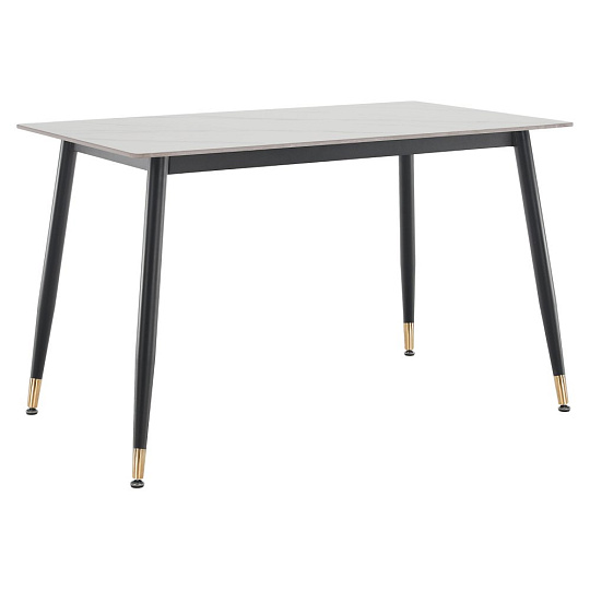 Jídelní stůl, bílý mramor/černá/zlatá, 121x71 cm, FLORENC TYP 1