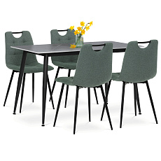 Jídelní set s 4 židlemi, 130x70x76cm, keramika, mramor, ASE-1001 GRN2
