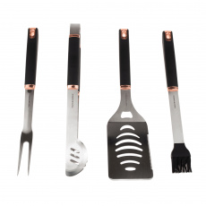 TEMPO-KONDELA LINTON, sada grilovacího nářadí, set 4 ks, černá/rose gold TEMPO-KONDELA LINTON, sada grilovacího nářadí, set 4 ks, černá/rose gold