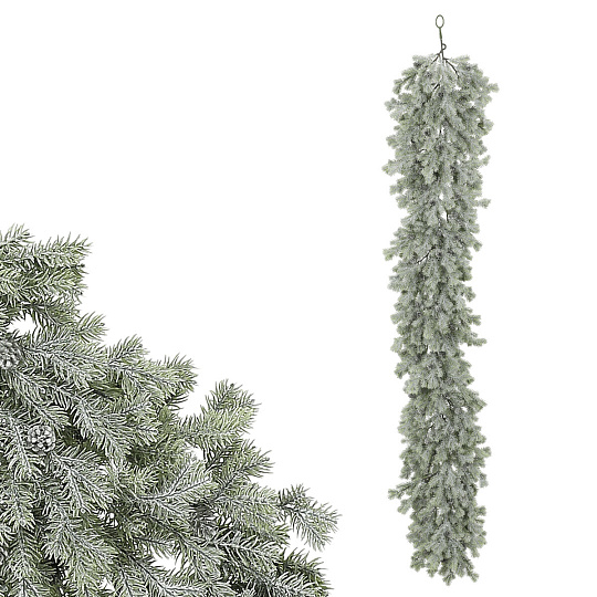 Girlanda - 145 cm, jehličí s drobnými šiškami, jemně ojíněná