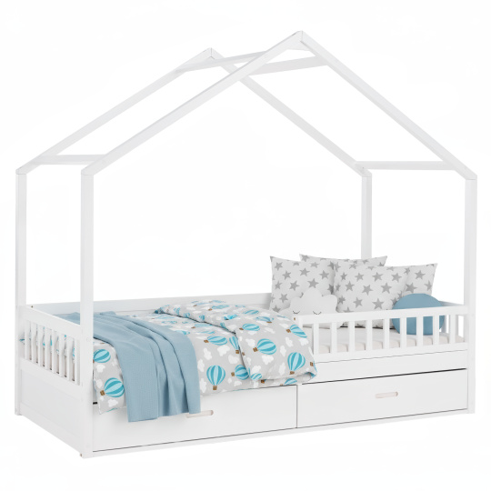 Montessori postel, 90x200, bílá, masiv, BIANKA Montessori postel, 90x200, bílá, masiv, BIANKA