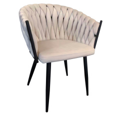 Jídelní křeslo,světle béžová Velvet látka/černá, BLER