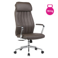 Kancelářské křeslo, šedohnědá ekokůže/chrom, nosnost 150 kg, ELADIO