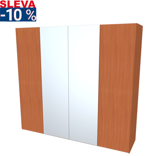 Nábytek Mikulík Vranovice Skříň GRANDE 240cm - bezúchytkové otevírání + 2x Zrcadlo - olše