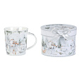 Hrnek porcelánový - 350 ml, dárkové balení, zimní krajina se skřítky