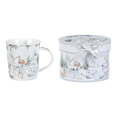 Hrnek porcelánový - 350 ml, dárkové balení, zimní krajina se skřítky Hrnek porcelánový - 350 ml, dárkové balení, zimní krajina se skřítky