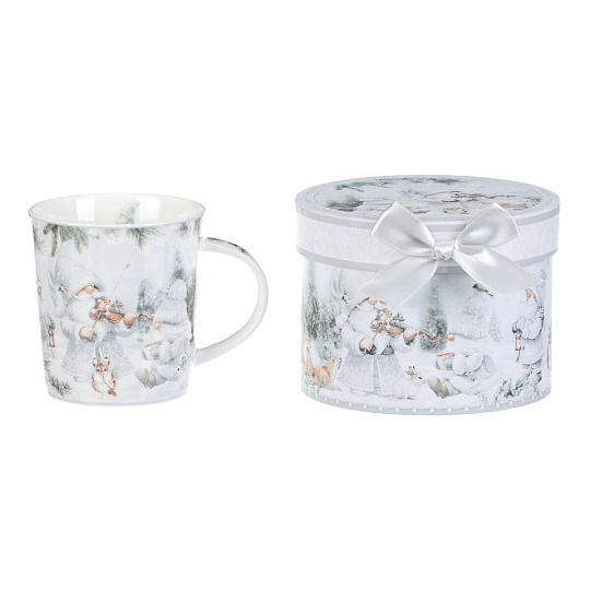 Hrnek porcelánový - 350 ml, dárkové balení, zimní krajina se skřítky Hrnek porcelánový - 350 ml, dárkové balení, zimní krajina se skřítky