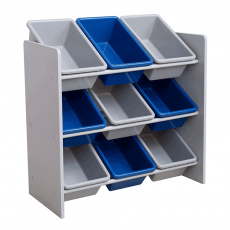 Organizér / regál na hračky, šedá / modrá, MAHEK Organizér / regál na hračky, šedá / modrá, MAHEK