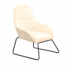 Designové křeslo, béžová látka / černý kov, MARTEL
