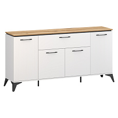 Komoda, bílá/dub evoke, VELIS 4D1S