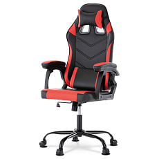 Herní křeslo, houpací mechanismus, červená ekokůže, KA-L626 RED